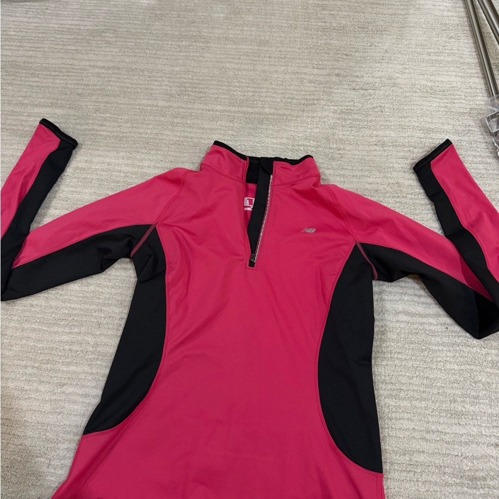 New Balance Women's Pink and Black Athletic Top